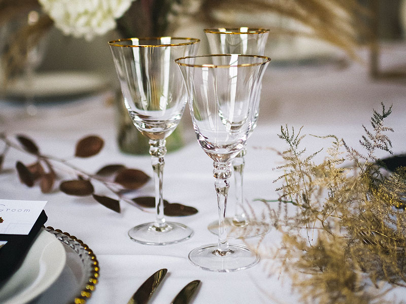 Gold-rimmed elegance - When to specify metallic-trim stemware for formal dining